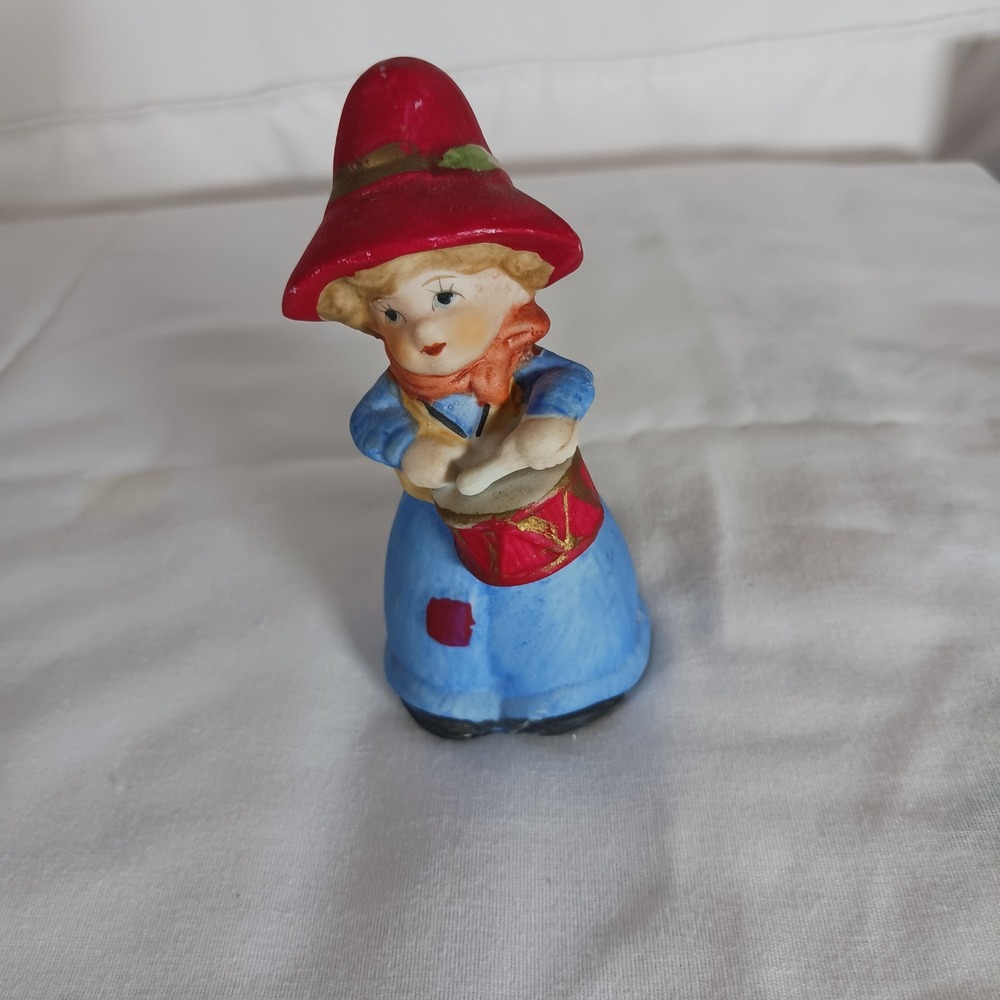 Unbranded Figurine Bell Unisex Small Blue Good Vintage Girl Playing Drum Hat
